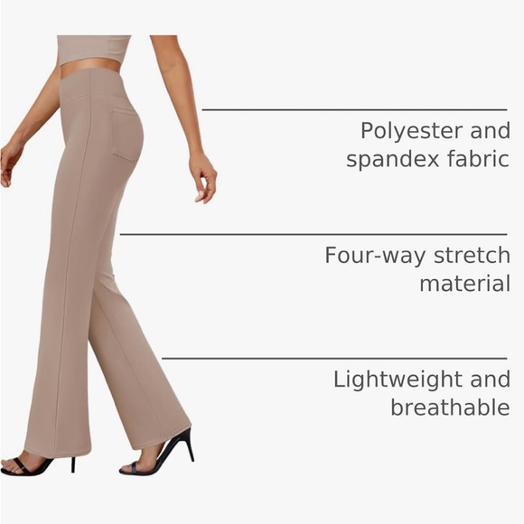 Elegant Tan Boot Cut Pants - Picture 5 of 6